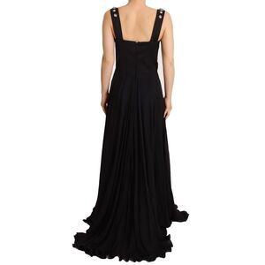 Fausto Puglisi Silk Black Studded Sleeveless A-line Max Women's Dress